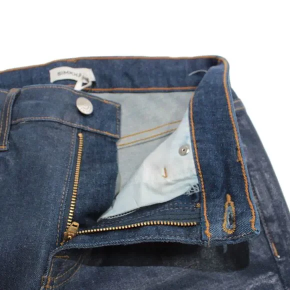 Simkhai NWT Coated High Rise Skinny Jeans Size 26 US In Blue Cotton Blend Denim